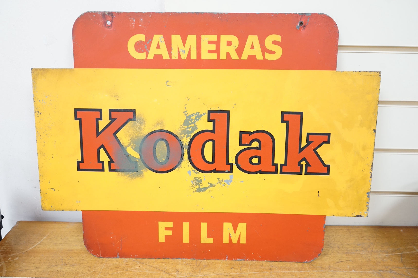 An enamel advertising sign - Kodak Cameras, 46 x 61cm. Condition - fair to good
